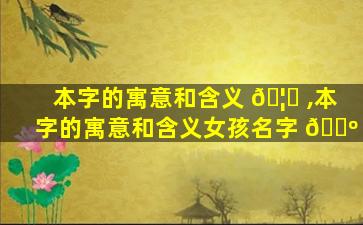本字的寓意和含义 🦍 ,本字的寓意和含义女孩名字 🌺
